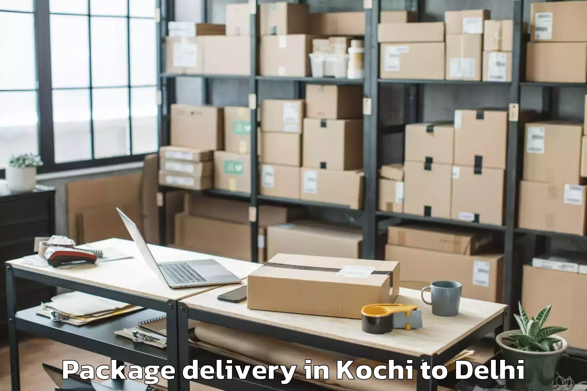 Book Kochi to Defence Colony Package Delivery Online